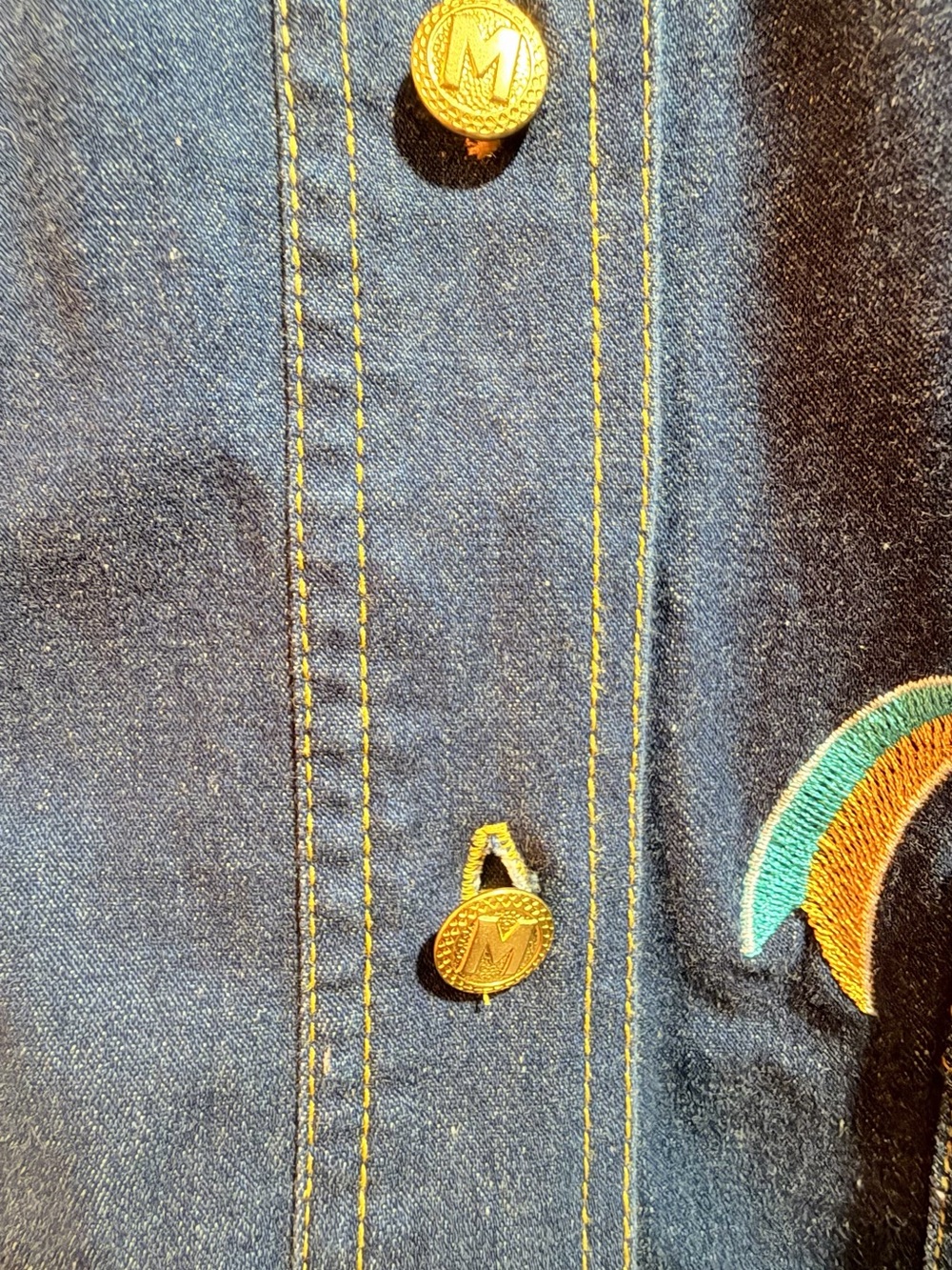 Lot2 SZ MED Bob Mackie Wearable Art Dark Denim Shirt Jacket Embroidered & Hat - Picture 10 of 16